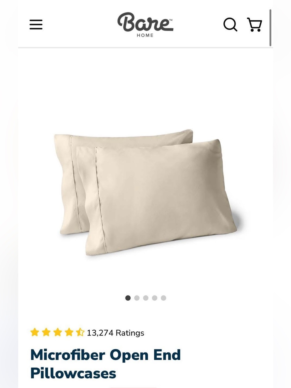 Microfiber Pillowcases in Cream (Set of 2)